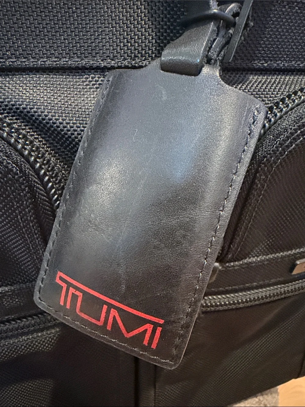 Tumi Black Nylon Briefcase with Dual Front Pockets and Leather Tag